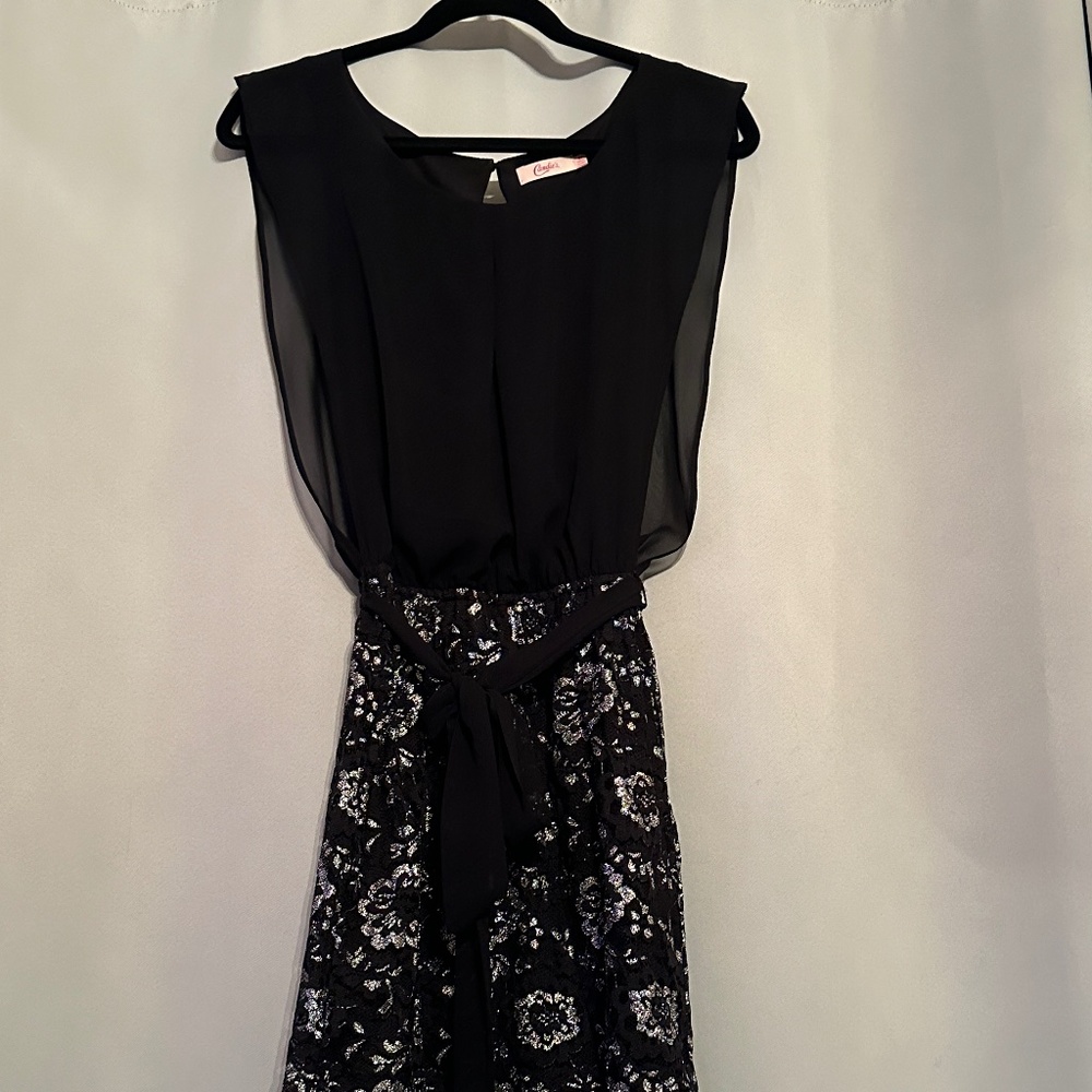 Black and silver mini dress